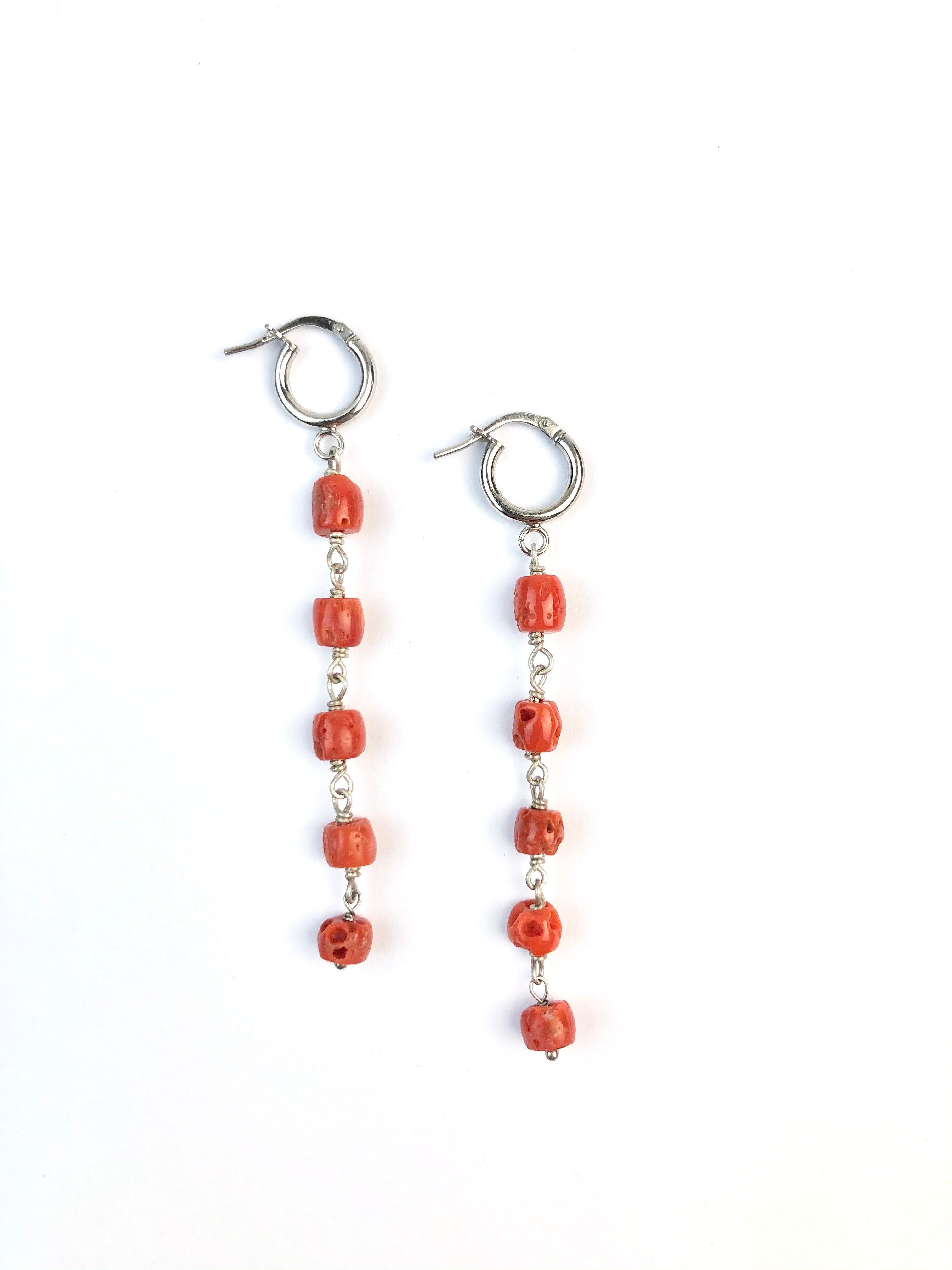 Orecchini Corallo rosso Bambù e Argento 925 Dorato - Orecchini Corallo - Gioielli Corallo Orecchini Corallo rosso Bambù e Argento 925 Dorato - Orecchini Corallo - Gioielli Corallo